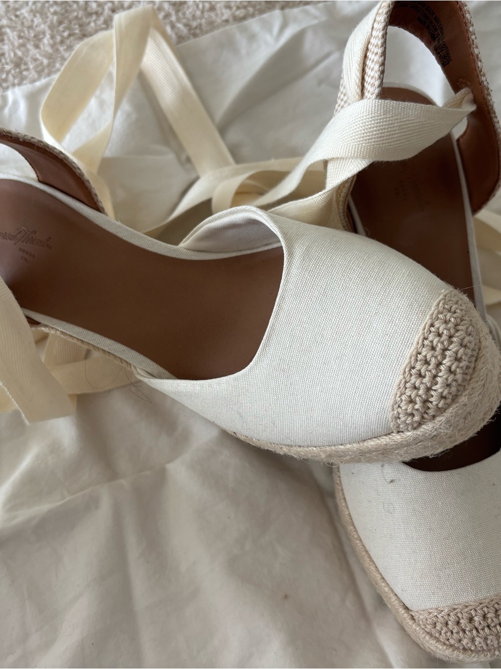 Universal Thread Canvas Espadrille Wedge Sandals in Cream - Women